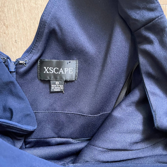 Xscape Navy/Purple Fit & Flare Sleeveless Mini Size 8 - Picture 6 of 9